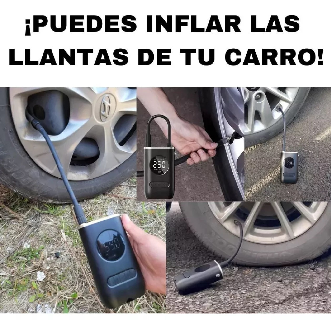 Inflador Portátil Pro con Pantalla Digital y Luz de Emergencia