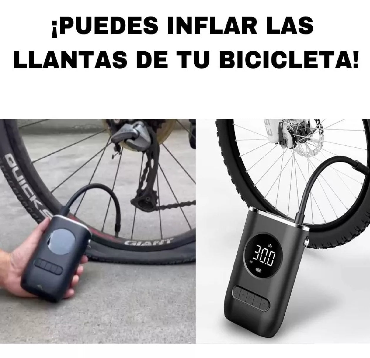 Inflador Portátil Pro con Pantalla Digital y Luz de Emergencia