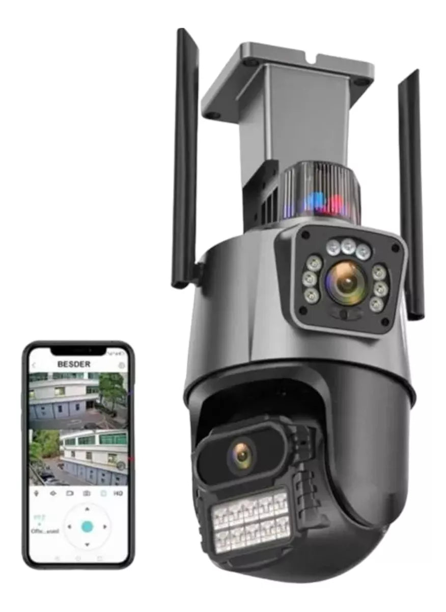 CAMARA IP ALARMA DOBLE LENTE APP V380PRO