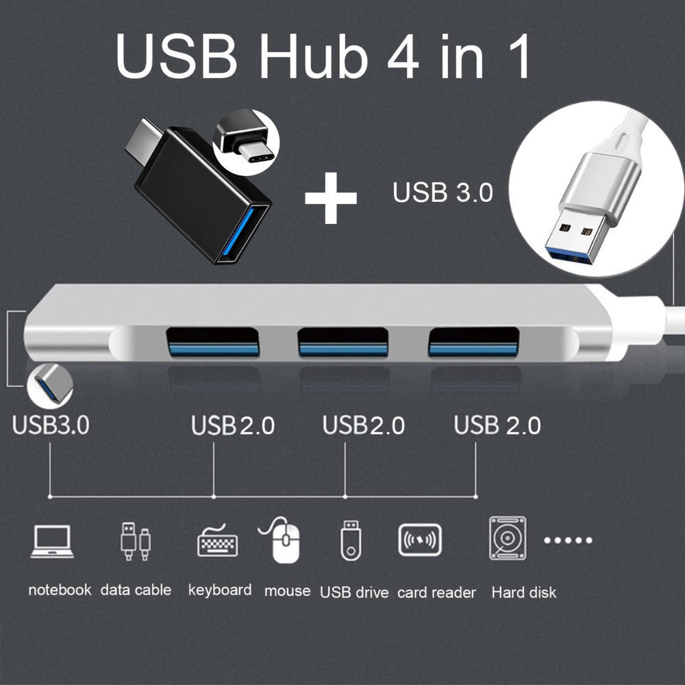 Multipuerto convertidor 4 en 1 Usb con A