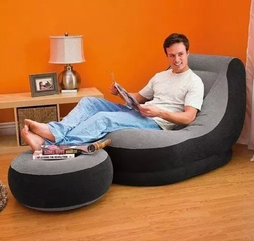 SOFA INFABLE CON REPOSAPIES PORTATIL