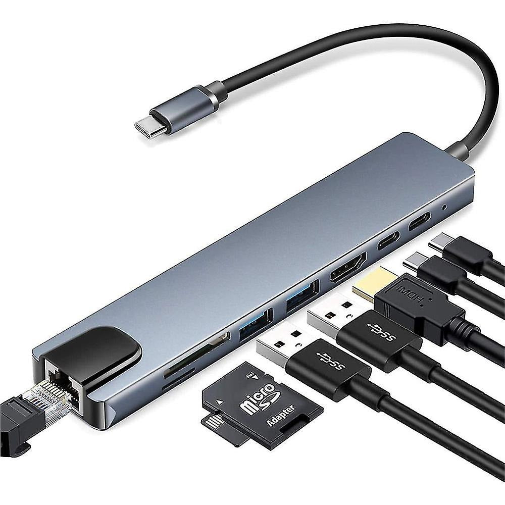 Convertidor tipo C 8 en 1 hub usb HDMI