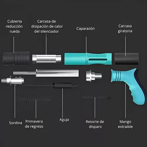 Pistola clavos acero neumática remaches