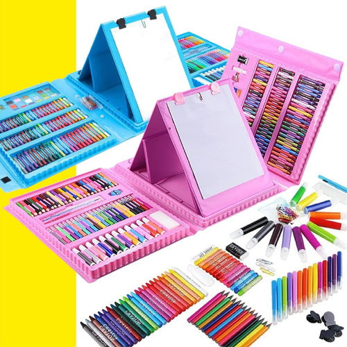 KIT DE DIBUJO X 208 pcs AZUL/ROSADO